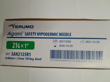 Terumo Agani Injektionskanüle 21G x 1'', 0,80 x 25 mm, grün